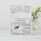Grey Las Vegas Passport Wedding Kaart (Staand voorkant)