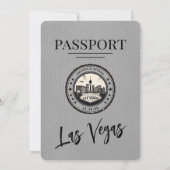 Grey Las Vegas Passport Wedding Kaart (Achterkant)