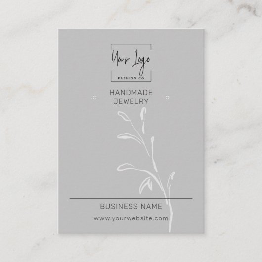 Grey Leaf Social QR Mode Sieraden Display Kaart Contactkaartje (Voorkant)