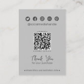 Grey Leaf Social QR Mode Sieraden Display Kaart Contactkaartje (Achterkant)