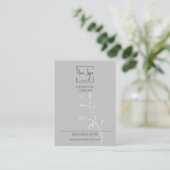 Grey Leaf Social QR Mode Sieraden Display Kaart Contactkaartje (Staand voorkant)