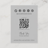 Grey Leaf Social QR Sieraden Haarclip Display Kaar Contactkaartje (Achterkant)