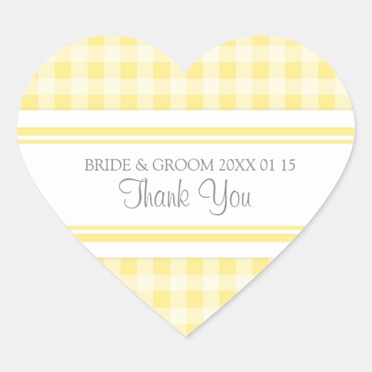 Grey Lemon Gingham Dank u bruiloft gunst Labels (Voorkant)