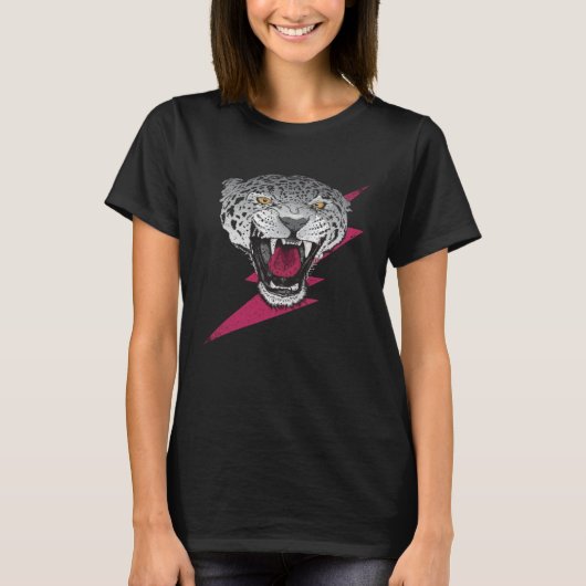 Grey Leopard Bright Eyes Animal Print Head Cat T-shirt (Voorkant)
