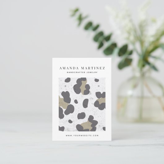 Grey Leopard Pattern Earring Display Visitekaartje (Staand voorkant)