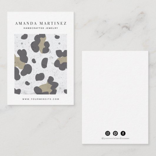 Grey Leopard Pattern Earring Display Visitekaartje (Voorkant / Achterkant)