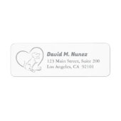 Grey Line Art Cat And Dog with Personalized Name Etiket (Voorkant)