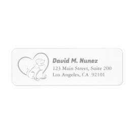 Grey Line Art Cat And Dog with Personalized Name Etiket