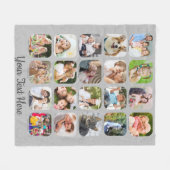 Grey Linen 20 Fotocollage Bijschriften Script Naam Fleece Deken (Voorkant (Horizontaal))