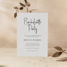 Grey Linen Simple Black Script Bachelorette Party