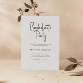 Grey Linen Simple Black Script Bachelorette Party Kaart