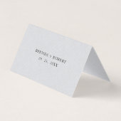 Grey Linen Simple Black Script Weduwgoedkaart Visitekaartje (Achterkant)