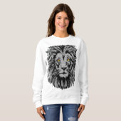 Grey Lion Head - Lion Portrait - Lion Sweatshirt (Voorkant volledig)
