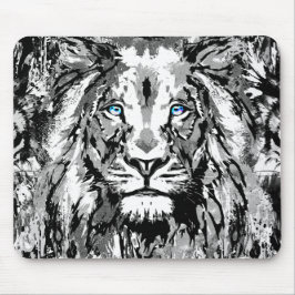 Grey Lion Mousepad - Lion Head Portret Tekening Muismat
