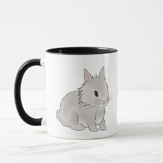 Grey lionhead bunny mok (Links)