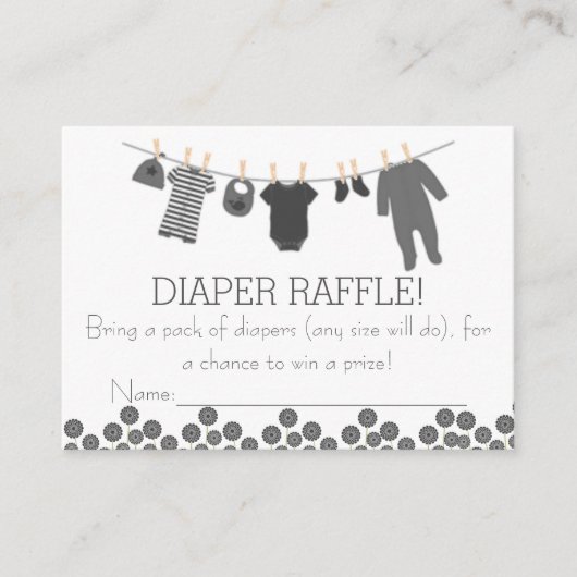 Grey Little Clothes Luier Raffle Tickets Informatiekaartje (Voorkant)