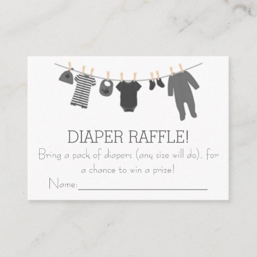 Grey Little Clothes Luier Raffle Tickets Informatiekaartje (Voorkant)