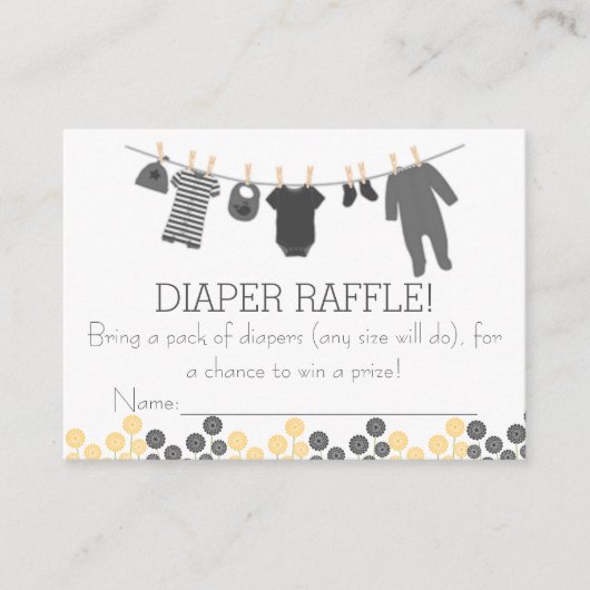 Grey Little Clothes Luier Raffle Tickets Informatiekaartje (Voorkant)