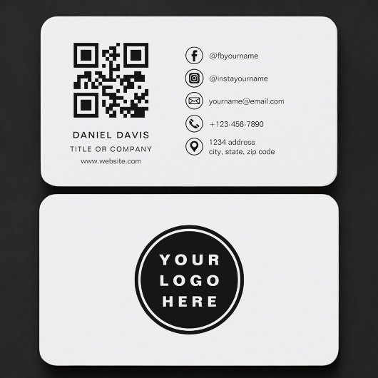 Grey Logo QR Code Professional Visitekaartje