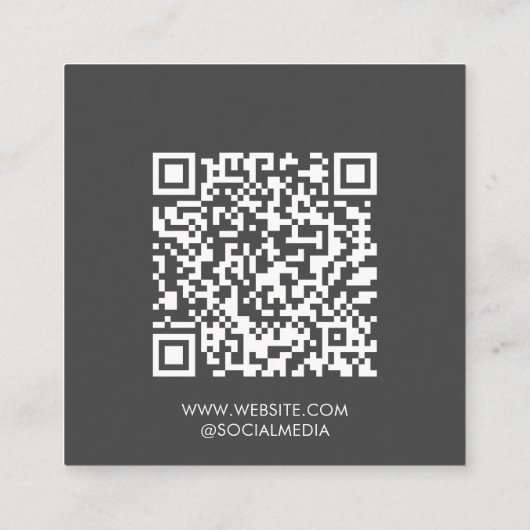 Grey | LOGO | QR Code Vierkant Visitekaartje (Achterkant)