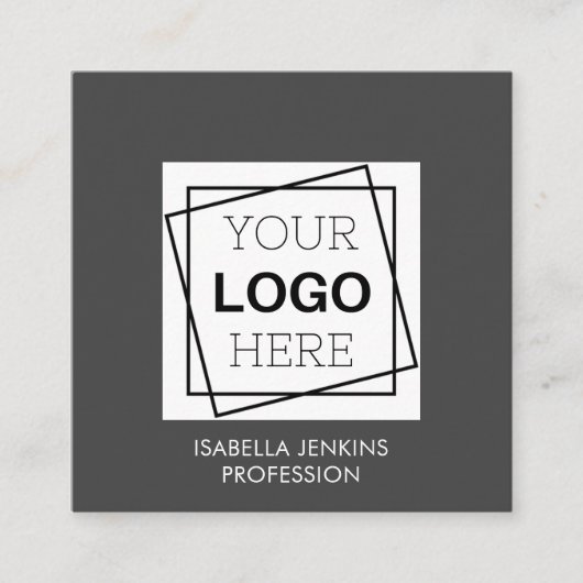 Grey | LOGO | QR Code Vierkant Visitekaartje (Voorkant)