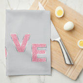 Grey Love Pink Silver Glitter Theedoek (Quarter Fold)