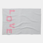 Grey Love Pink Silver Glitter Theedoek (Horizontaal)