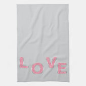 Grey Love Pink Silver Glitter Theedoek (Verticaal)