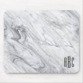 Grey Marble Black, drie Letter-monogram Muismat (Voorkant)