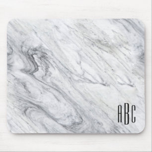 Grey Marble Black, drie Letter-monogram Muismat
