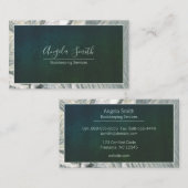Grey Marble Border Fancy Script Professional Visitekaartje (Voorkant / Achterkant)