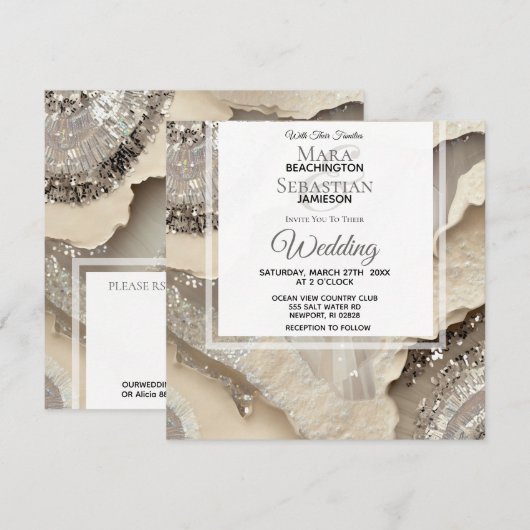 *~*Grey Marmeren ZILVEREN AGAAT RSVP QR AR66 Bruil Kaart (Voorkant / Achterkant)