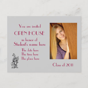 Grey Maroon Open House briefkaart