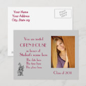 Grey Maroon Open House briefkaart (Voorkant / Achterkant)