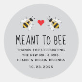 Grey Meant to Bee Honey Wedding Favoriete Label (Voorkant)