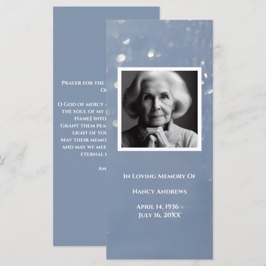 Grey Memorial Foto Gebed Kaart Begrafenis Bladwijz (Voorkant / Achterkant)
