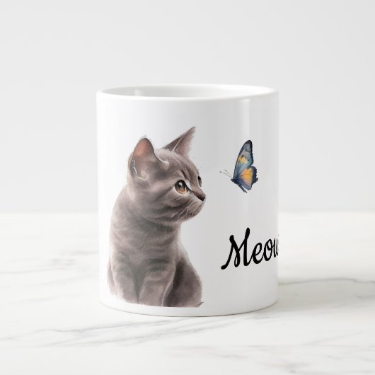 Grey Meow Cat Grote Koffiekop (Voorkant)