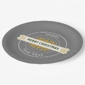 Grey Merry Christmas, Happy New Year Paper Bord (Gekanteld)