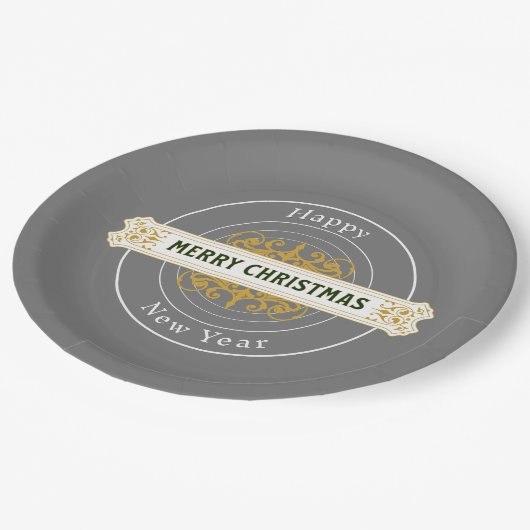 Grey Merry Christmas, Happy New Year Paper Bord (Gekanteld)