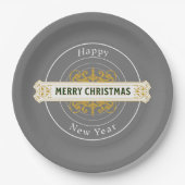 Grey Merry Christmas, Happy New Year Paper Bord (Voorkant)