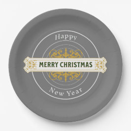Grey Merry Christmas, Happy New Year Paper Bord