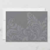 Grey Metalic Damask - blauwe uitnodiging (Achterkant)