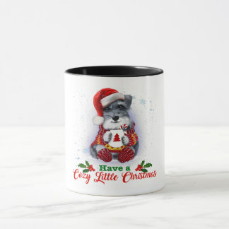 Grey Miniature Schnauzer Have A Cozy Christmas Mok