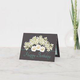 Grey Mint Boeket Orchids Rozen Happy Birthday Kaart