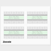Grey Mint Damask Baby shower Favor Stickers (Vel)