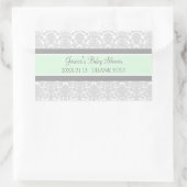 Grey Mint Damask Baby shower Favor Stickers (Tas)
