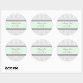Grey Mint Damask Dank u bruiloft gunst Labels (Vel)