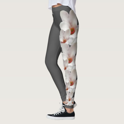 Grey Mississippi State Flower Magnolia Leggings (Links)