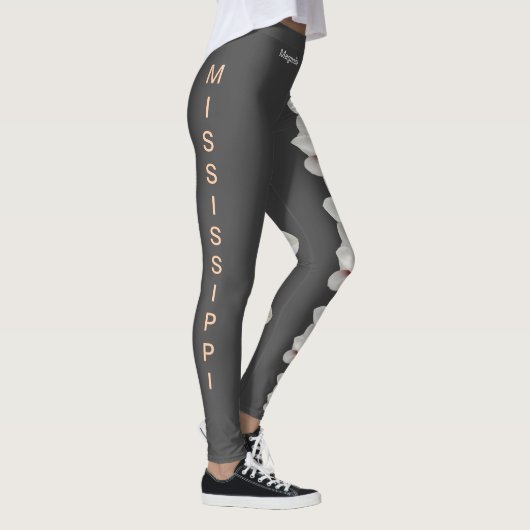 Grey Mississippi State Flower Magnolia Leggings (Rechts)