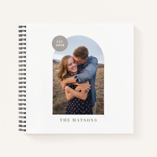 Grey Modern Arch Custom Photo Album Journal Notitieboek (Voorkant)